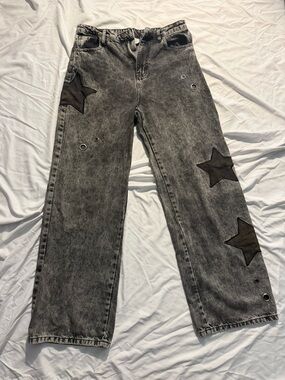 Women’s Washed Black Star Patch Jeans